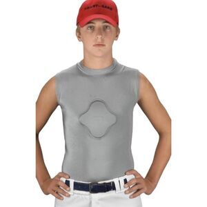 Heart guard boys, athletic grey, protective gear compression shirt YXS